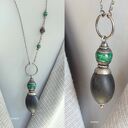 Czarny bursztyn XXL z malachitem