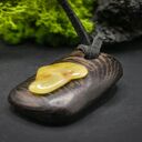 Wisiorek - Wenge i bursztyn - żywioł ognia i bursztynowego światła, Amber Jewellery, naszyjnik
