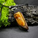 Wisiorek "Bursztynowy pazur" -żywioł ognia i bursztynowego światła, biżuteria z drewna, na święta