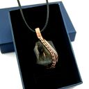 Agat z druzą - wisiorek wire wrapping z miedzi