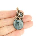 Wisiorek z larvikitem w wire wrapping - miedziany z hematytami