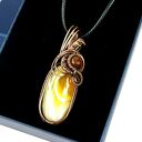 Wisiorek z żółtymi agatami - miedziany wire wrapping