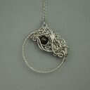 Wisiorek koło z obsydianem złocistym - rękodzieło wire wrapping