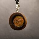 Drewniany wisiorek -Grosz szczęścia-ręcznie zrobiony naszyjnik z brzozy, na szczęście;na lato, wakacje