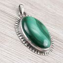 Malachit w oksydowanym srebrze wisior 1952a