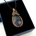 Wisiorek z fluorytem - wire wrapping z ametystem i hematytami