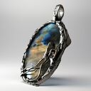 Unikatowy wisior z labradorytem w otoczeniu miedzi