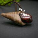 Naszyjnik - wiąz i obsydian mahoniowy, wood Jewellery, wisiorek, upominek, oryginalny, prezent