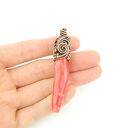 Wisiorek z koralem - handmade wire wrapping z miedzi