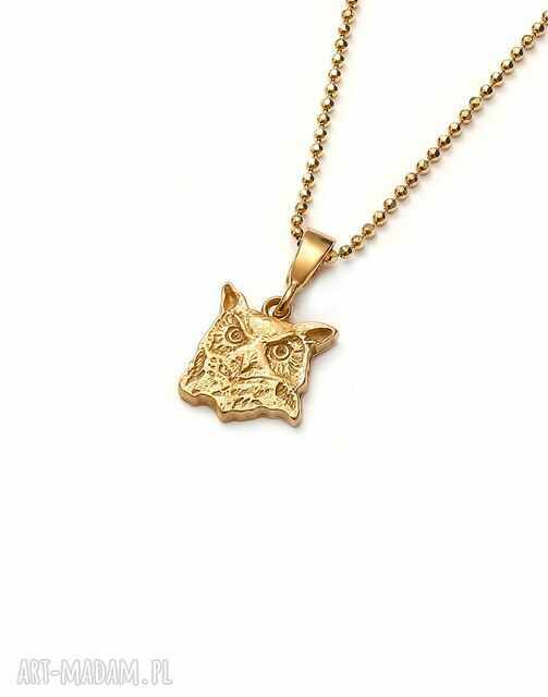 Sowa puchacz wisiorek na łańcuszku ze złoconego srebra