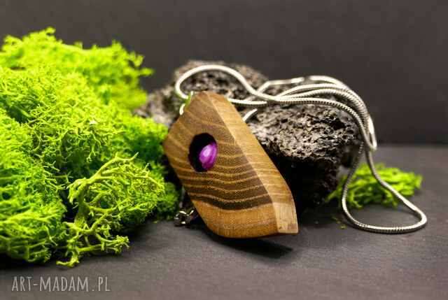 „Akacja Magentowa” - kobiecość zaklęta w drewnie i kamieniu - agat, handmade, prezent