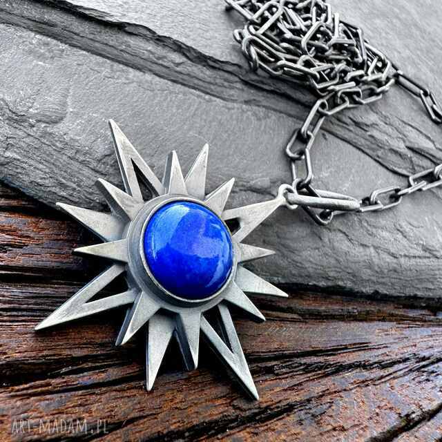 Duży, srebrny Gwiazda Wenus z lapisem lazuli 12 mm