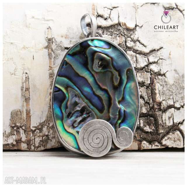 Paua abalone w srebrze - wisior 1408a