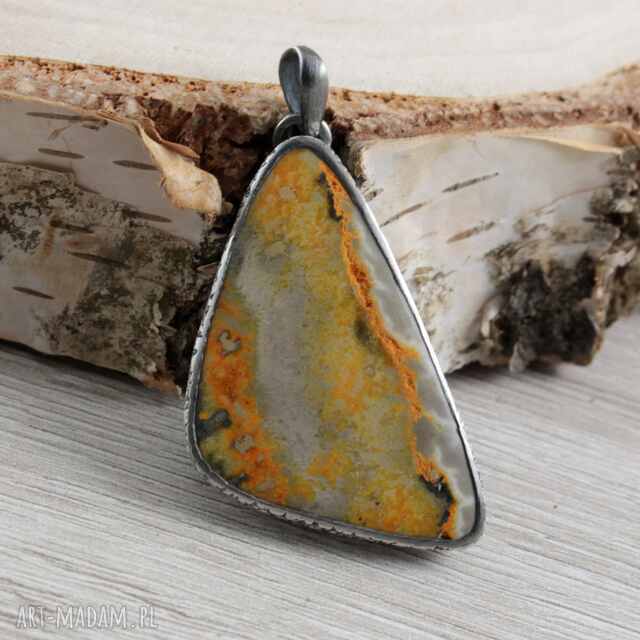 Jaspis trzmieli i srebro - wisior 1929a