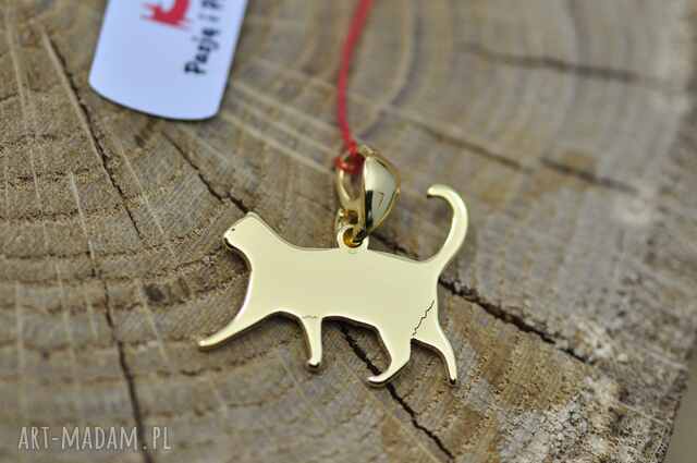 Kot / Kotek - wisiorek, srebro 925 pozłacane