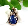 Wisiorek z lapis lazuli i agatem - HandMade talizman wire wrapping