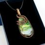 z agatem - wire wrapping miedziany wisiorek