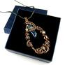 blue pearl art wire wrapping szafir wisiorek z kwarcem tytanowym i szafirami na prezent