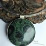 wisiorki: Wisior z kambabą - srebrny naszyjnik z kamie efektowny zielony