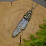 Wisiorek Talizman kyaniy kianit wire wrapping surowy stal chirurgiczna amulet