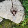 Metal Earth wisiorki: Miedziany wisior czaszka kota kryształ górski #339 - vintage amulet