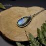 z labradorytem, stal chirurgiczna, wire wrapping - wisiorek