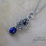 wisiorki lapis lazuli wisiorek z wire wrapping, stal