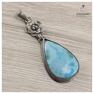 Larimar i srebro oksydowane - wisior dwuelementowy 1552 handmade w srebrze