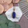 Miedziany ozdobny z lapisem lazuli #567 - amulet wisiorek z kamieniem