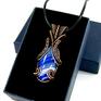 Blue Pearl Art awangardowe wisiorki wire wrapping wisiorek z niebieskim agatem miedziany biżuteria na prezent