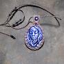 RUSAŁKA wodna słowiańska porcelana kamea Lapis Lazuli mikro prezent na urodziny wisiorki naszyjnik pleciony
