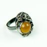 Srebrny pierścionek z miodowym agatem a667 ozdobny żółty pierścień