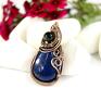 Blue Pearl Art Wisiorek z lapis lazuli i agatem - HandMade pleciony talizman