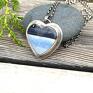 wisiorki: niebieski opal i miłość - srebrny łańcuszek serce wisiorek