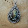 wire wrapping wisiorki z labradorytem, stal chirurgiczna