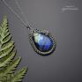 z niebieskim labradorytem ze stali, wire wrapping, stal chirurgiczna