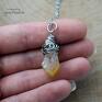 Wisiorek cytryn surowy, wire wrapping, stal chirurgiczna