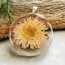 Herbarium Jewelry okrągły wisiorek naszyjnik z suszonym astrem w żywicy z1079 kwiatem wisior