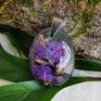 Herbarium Jewelry fioletowy wisiorek wisiorki owalny z kwiatami z1167