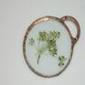 Estera Grabarczyk miedziany roślinki unikalna biżuteria szklany wisior