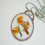 szklany wisior maragaretka - unikatowa biżuteria naturalne rośliny