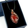 wire wrapping czerwone jaspis mokait wisiorek miedziany na prezent