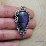 z fioletowym, wire wrapping, stal wisiorek labradoryt