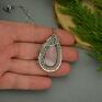 wisiorki: Wisiorek kwarc różowy wire wrapping duży unikatowy - biżuteria z kamieniem