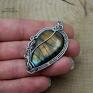 wisiorek, wire wrapping, stal chirurgiczna labradoryt