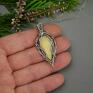 żółte wire wrapping wisiorek z labradorytem stal chirurgiczna amulet