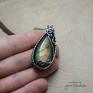 Wisiorek z labradorytem, wisior, wire wrapping, Handmade stal chirurgiczna