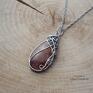 Wisiorek kwarc truskawkowy, wire wrapping, stal chirurgiczna