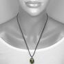 zielone kropla oliwkowy w siateczce - M biżuteria z siateczki szklany wisiorek