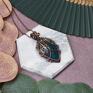 wisiorek wire wrapping z apatytem #407 - miedziany amulet wisior z kamieniem